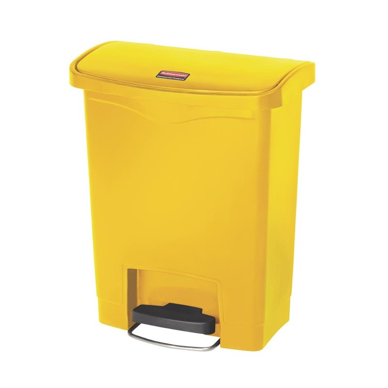 Poubelle à pédale frontale large Slim Jim Step-On Rubbermaid jaune 30L