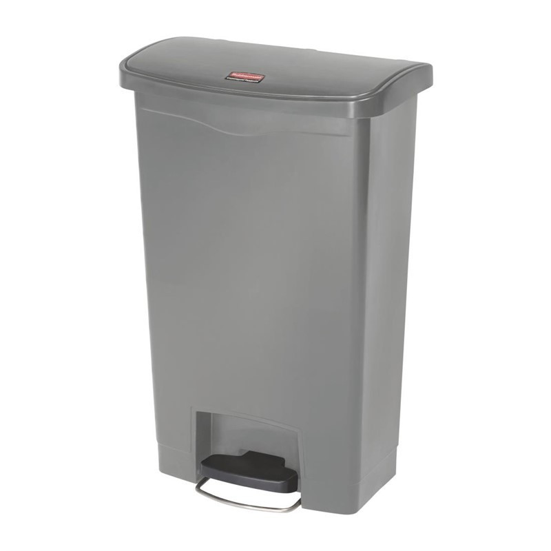 Poubelle à pédale frontale Rubbermaid Slim Jim grise 50L