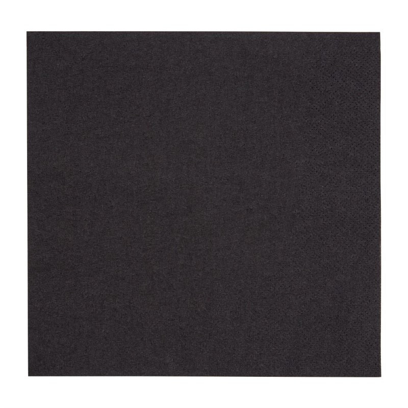 Serviettes snacking 2 plis pliage 1/4 Fiesta Recyclable 330mm noires (lot de 2000)