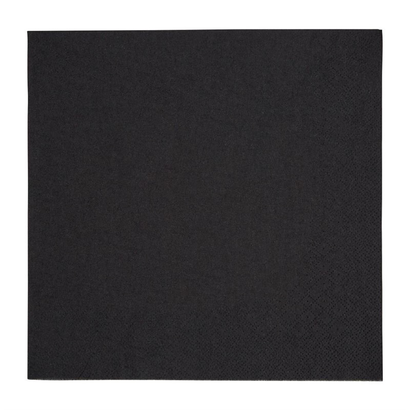 Serviettes dîner 3 plis format 1/4 Fiesta Recyclable 400mm noires (lot de 1000)