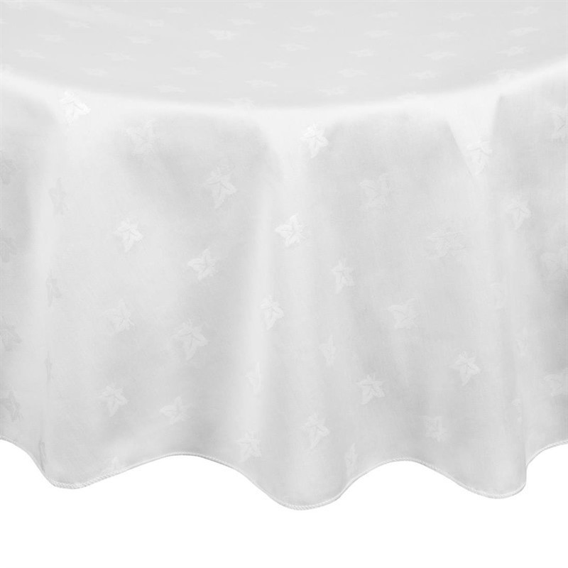 Nappe ronde blanche feuilles de lierre Mitre Luxury Luxor 1725mm