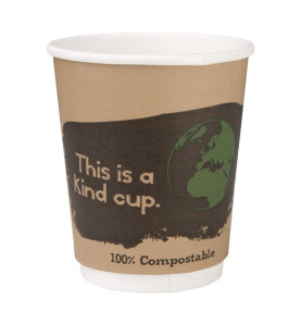 Gobelets boissons chaudes compostables en PLA double paroi Fiesta Compostable 227ml (x25)