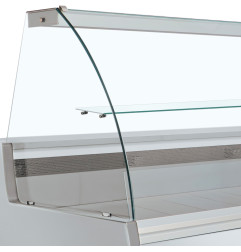 Comptoir vitrine réfrigéré à vitre bombée, ventilé, avec réserve - GRIS/BLANC