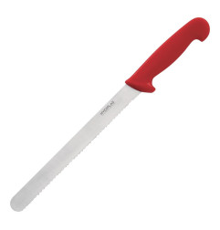 Couteau à trancher denté Hygiplas rouge 255mm