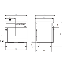 Fourneau induction 3 feux et four à convection CE831IX AMBASSADE